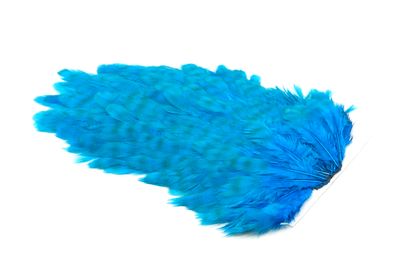 4 B's Hen Saddle White dyed Kingfisher Blue