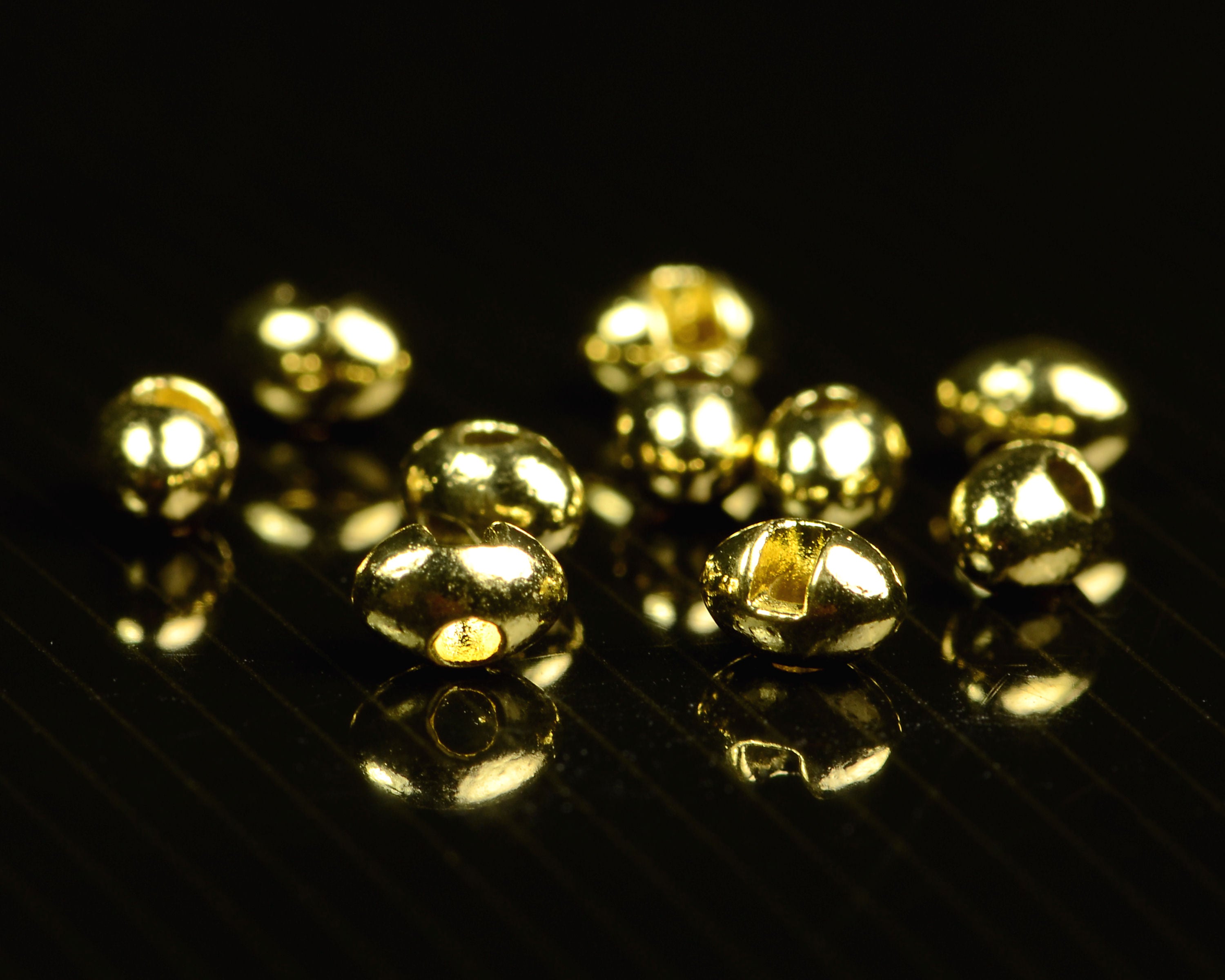 Spawn Slotted Tungsten Football Beads - 6.0 mm - Gold