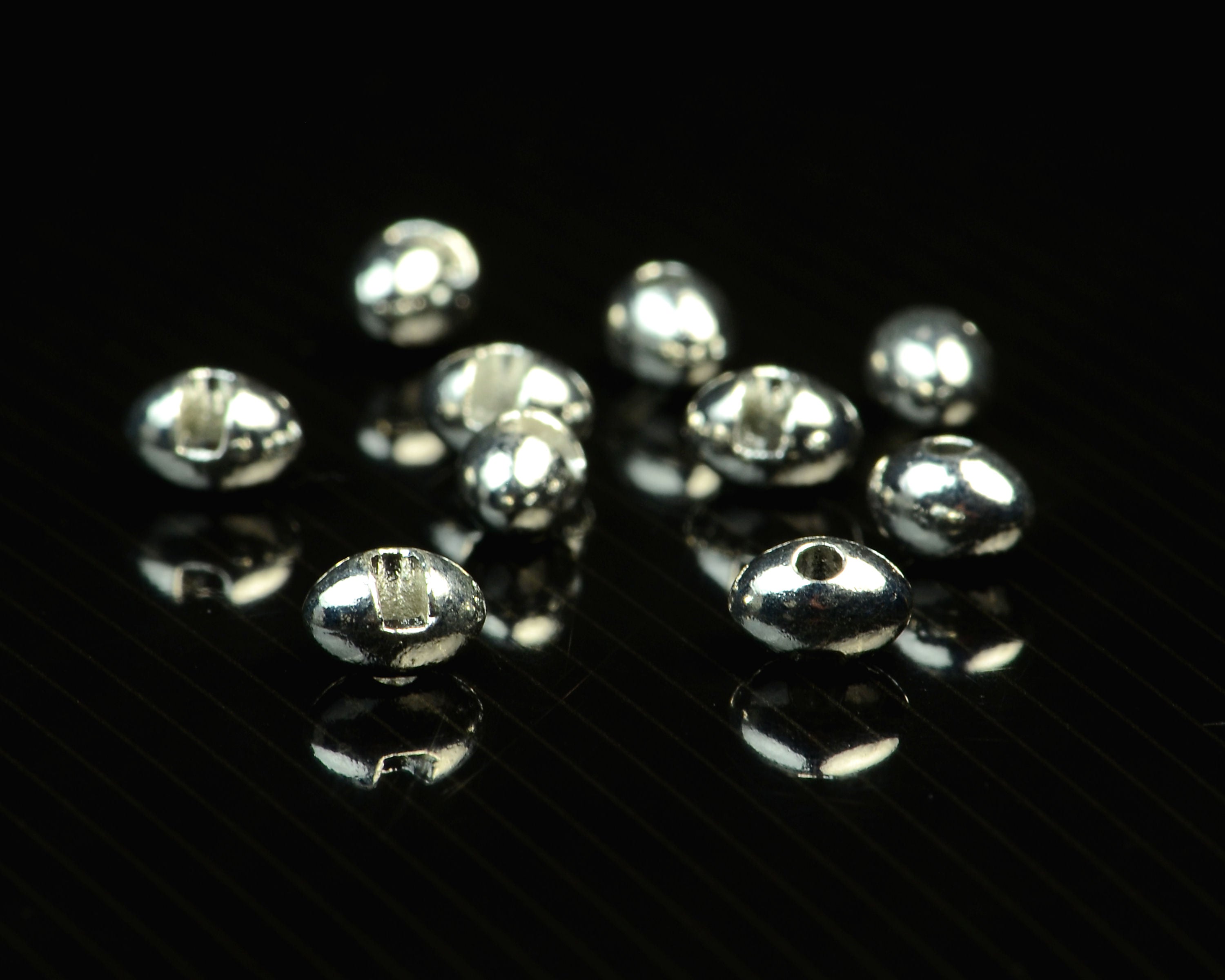 Spawn Slotted Tungsten Football Beads - 6.0 mm - Silver