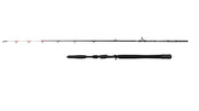 PENN Marine Brigade Dentex with the rod sections shown separated, white tip, orange wraps and black grip.